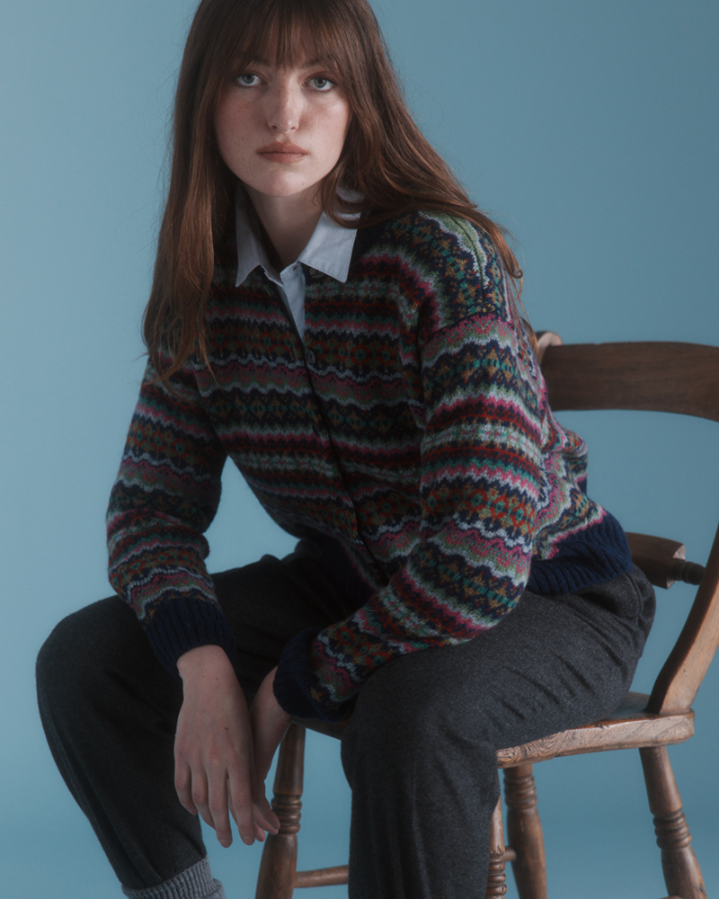 Harley Of Scotland New Fairisle Cardigan In Sienna – Thistle